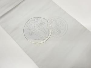 丸文に花葉模様刺繍名古屋帯